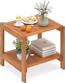 COSTWAY Beistelltisch Holz wetterfest, Gartentisch 