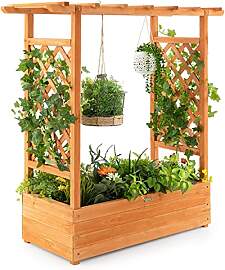 COSTWAY Blumenkasten mit Rankgitter &