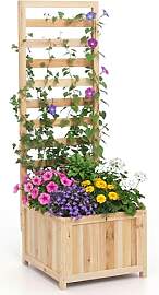 COSTWAY Blumenkasten mit Rankgitter, Pflanzkasten