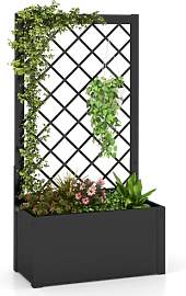 COSTWAY Blumenkasten mit Rankgitter, Pflanzkasten