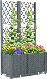 COSTWAY Blumenkasten mit Rankgitter, Pflanzkasten