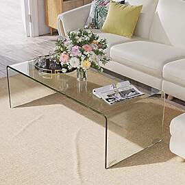 COSTWAY Couchtisch aus gehärtetem Glas,