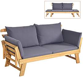 COSTWAY Gartenbank mit Liegefunktion, Gartensofa