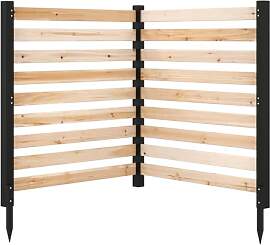 COSTWAY Gartenzaun 2-teilig, Zaun mit 3 Pfählen,