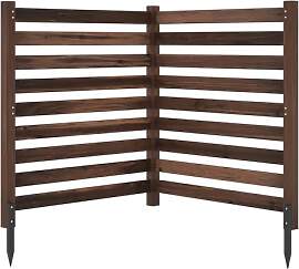 COSTWAY Gartenzaun 2-teilig, Zaun mit 3 Pfählen,