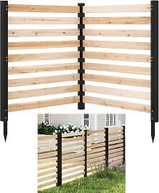 COSTWAY Gartenzaun 4-teilig, Zaun mit 6 Pfählen,