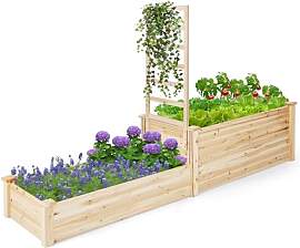 COSTWAY Hochbeet mit Rankgitter, Blumenkasten mit
