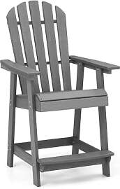 COSTWAY Hoher Adirondack Stuhl mit Fußstütze,