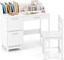 COSTWAY Kinderschreibtisch Set mit Stuhl,