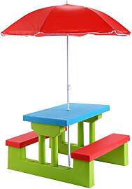 COSTWAY Kindersitzgruppe Outdoor mit Sonnenschirm, 