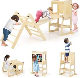 COSTWAY Kletterdreieck mit Rutsche, 7 in 1