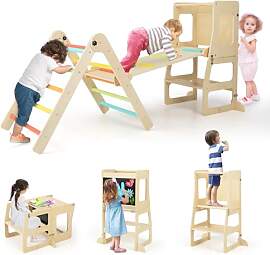 COSTWAY Kletterdreieck mit Rutsche, 7 in 1