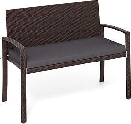 COSTWAY Polyrattan Gartenbank mit Sitzkissen,