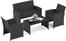 COSTWAY Rattan Gartenmöbel Set, Outdoor Lounge
