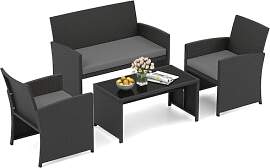COSTWAY Rattan Gartenmöbel Set, Outdoor Lounge