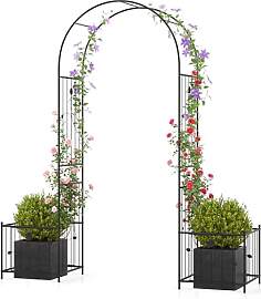 COSTWAY Rosenbogen mit 2 Blumenkästen,