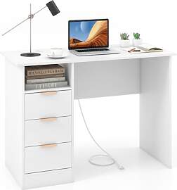 COSTWAY Schreibtisch mit 3 Schubladen und
