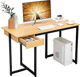 COSTWAY Schreibtisch mit Schublade, 120 x 55 x 75