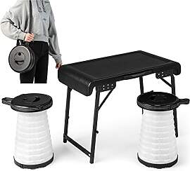COSTWAY Tragbarer Klapptisch mit 2 LED