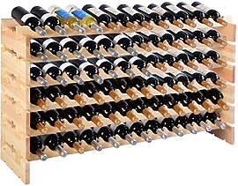 COSTWAY Weinregal Holz stapelbar, Flaschenregal