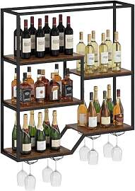 COSTWAY Weinregal Wand, Bar Regal mit 6