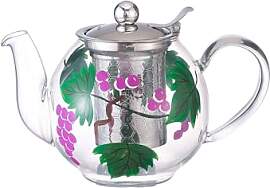 Cottea 1000 ml/35 oz Handbemalte Teekanne Aus Glas 
