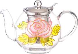 Cottea 1000 ml/35 oz Handbemalte Teekanne Aus Glas 