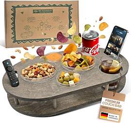 Couchbar Snackbox in grau mit 4 Glasschalen -