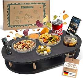 Couchbar Snackbox in schwarz mit 4 Glasschalen -