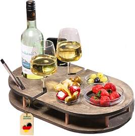 Couchbar Weinbar in grau mit 4 Glasschalen | Couch 