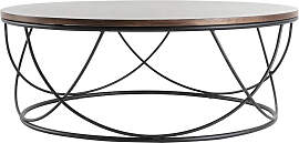 Couchtisch dunkles Holz und Metall Schwarz rund 80 