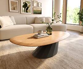 Couchtisch Edge Oval 140x75 cm Eiche Natur Runde