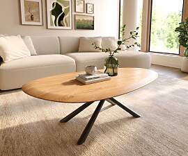Couchtisch Edge Oval 140x75 cm Eiche Natur Runde