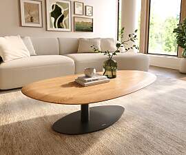 Couchtisch Edge Oval 140x75 cm Eiche Natur Runde