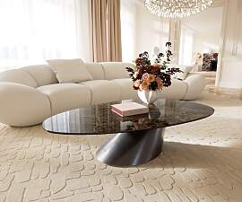 Couchtisch Edge Oval 140x75 cm Keramik Emperador