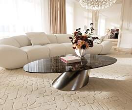 Couchtisch Edge Oval 140x75 cm Keramik Emperador
