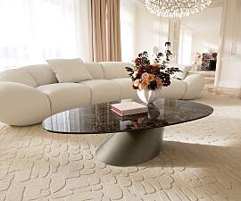 Couchtisch Edge Oval 140x75 cm Keramik Emperador