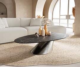 Couchtisch Edge Oval 140x75 cm Keramik Laminam®