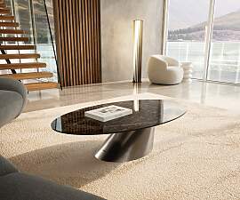 Couchtisch Edge Oval 140x80 cm Keramik Emperador