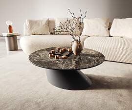 Couchtisch Edge Rund 90x90 cm Keramik Emperador