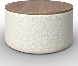 Couchtisch Elliot Weiß Bouclé mit Stauraum rund