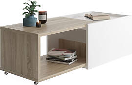 Couchtisch FMD "Slide", weiß, eiche,