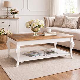 Couchtisch französischer Landhausstil, weiß-braun