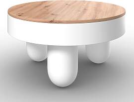 Couchtisch Gabrielle Weiß/Eiche mit Stauraum Rund