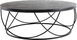 Couchtisch Holz und Metall Schwarz rund 80 cm LACE