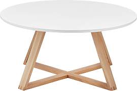 Couchtisch Mattia Eiche/Weiß MDF rund