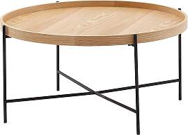 Couchtisch rund Holzdekor Braun/Schwarz