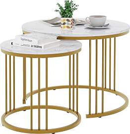 Couchtisch Rund, Satztisch 2er Set,
