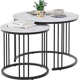 Couchtisch Rund, Satztisch 2er Set,