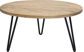 Couchtisch rund strukturiert aus Mangoholz und